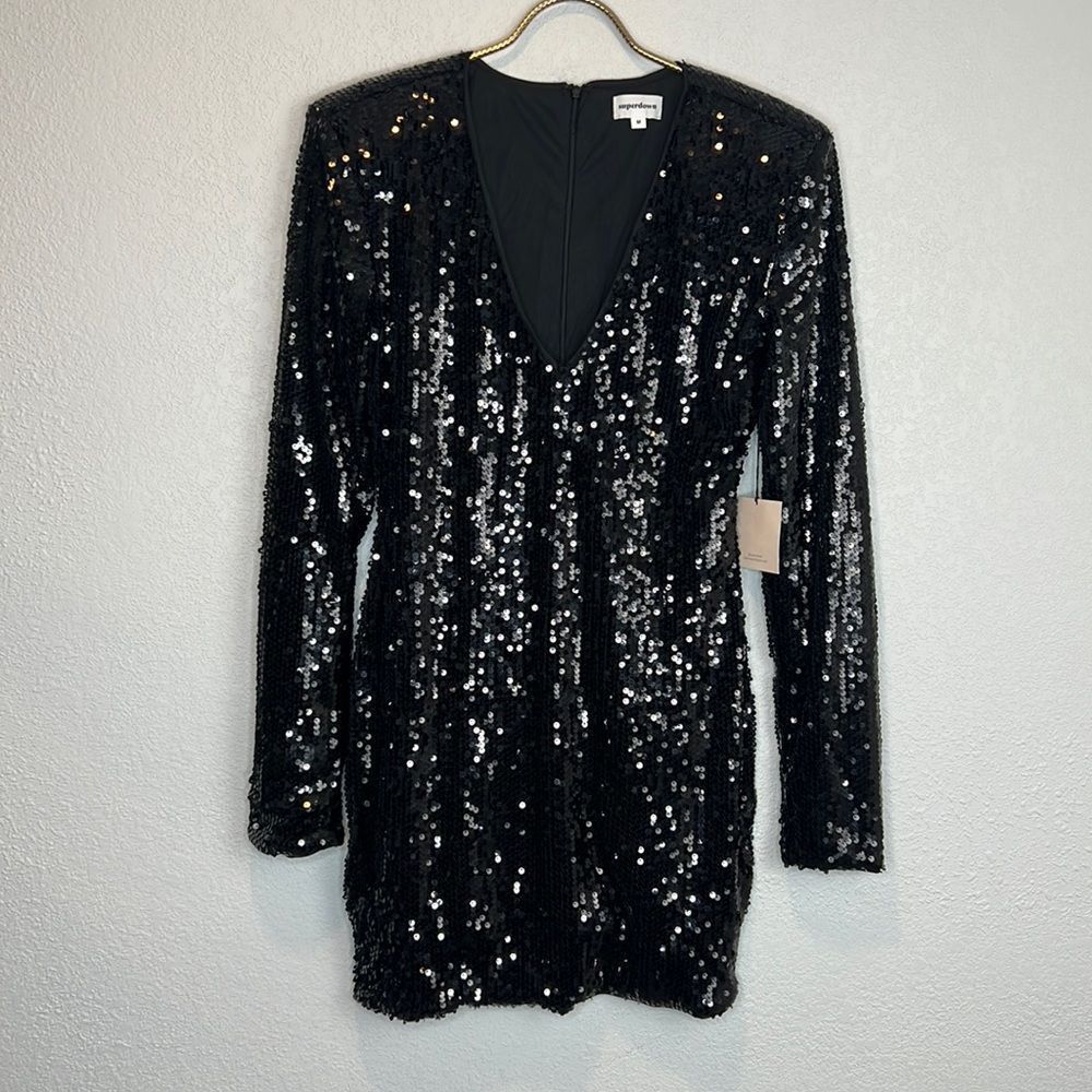 NWT Superdown Taina Black Sequins Mini Dress Medium